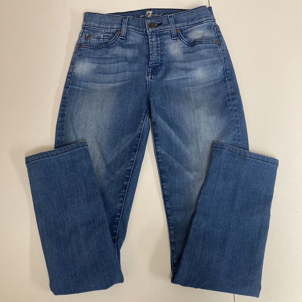 7 For All Mankind Women's Blue Jeans Roxanne Skinny Ankle Size 25 Stretch Denim‎